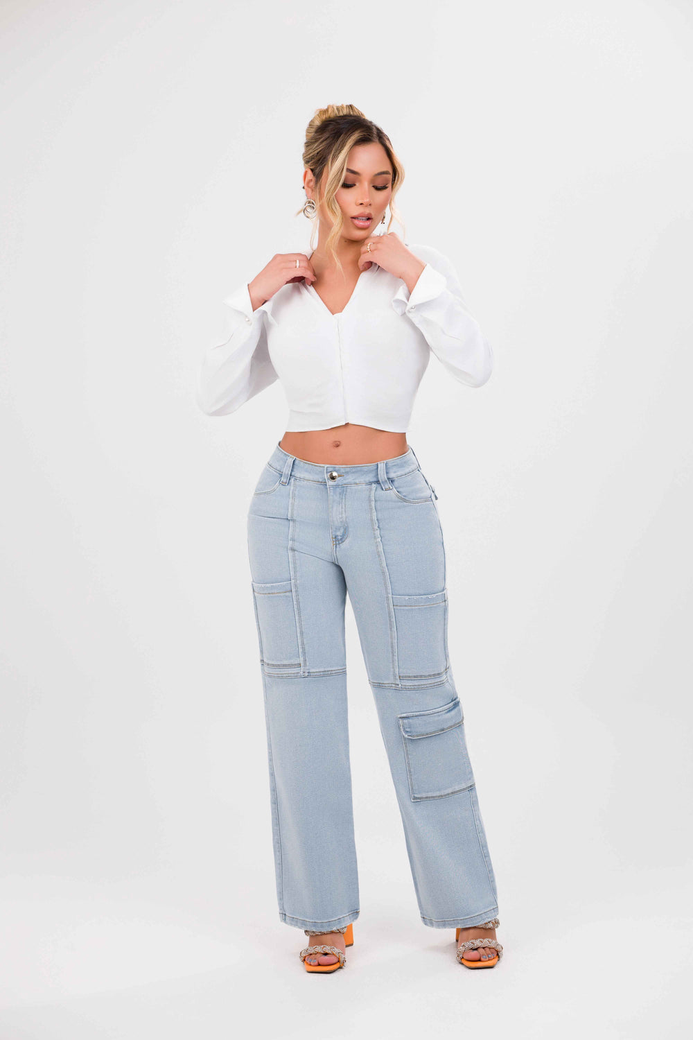 Jean straight cargo glaciar (revisar color)