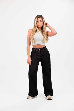 Jean wide leg suede velvet