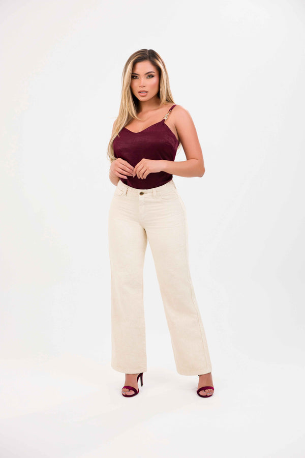 Jean palazzo jacquard print