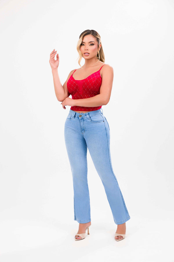 Jean wide leg blue cord