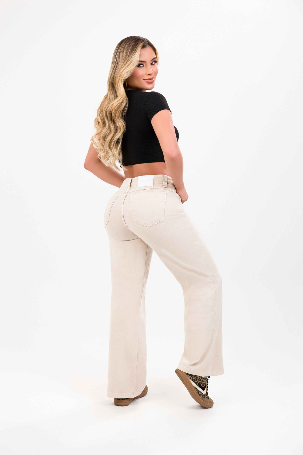 Jean palazzo strech beige