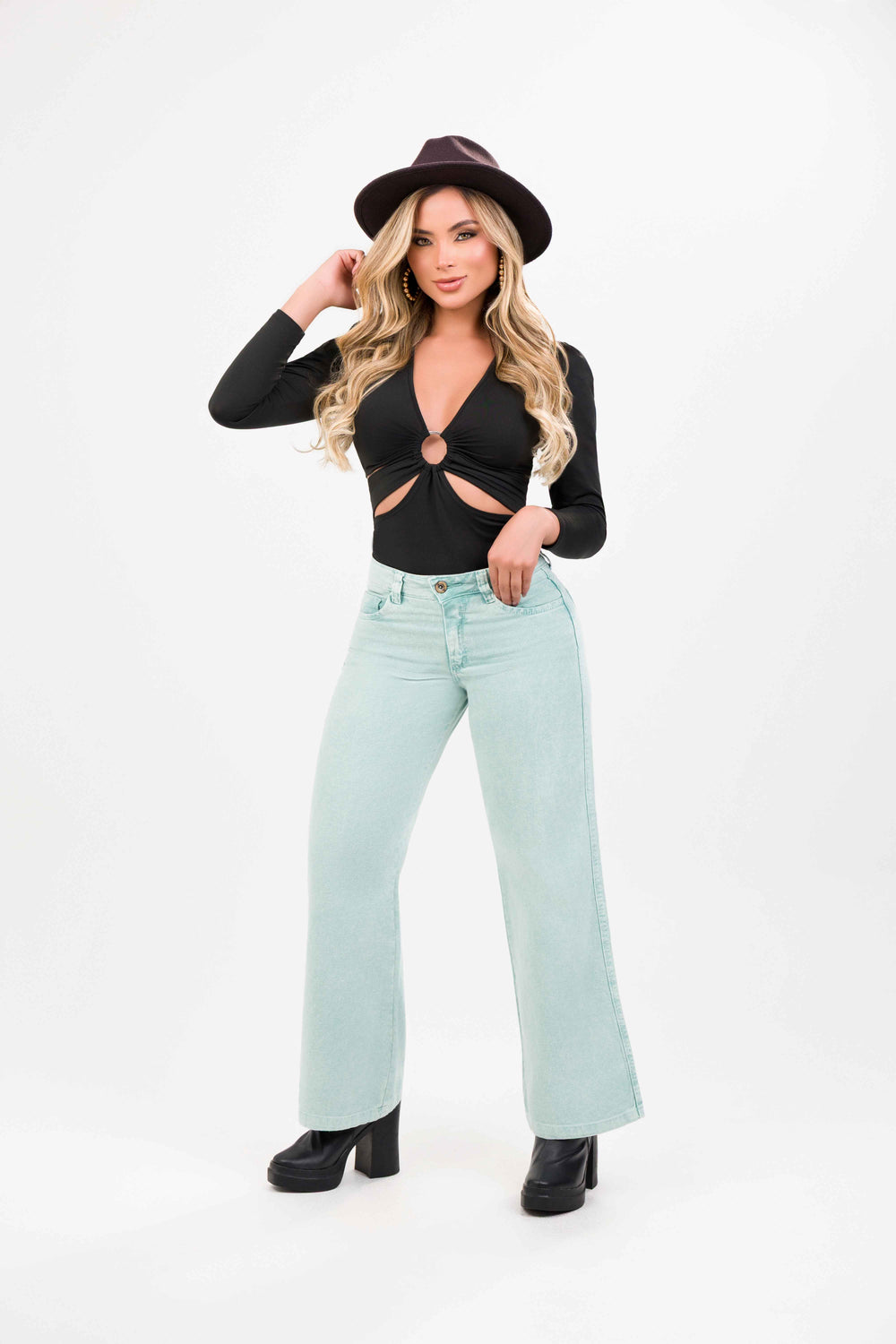 Jean palazzo strech verde menta