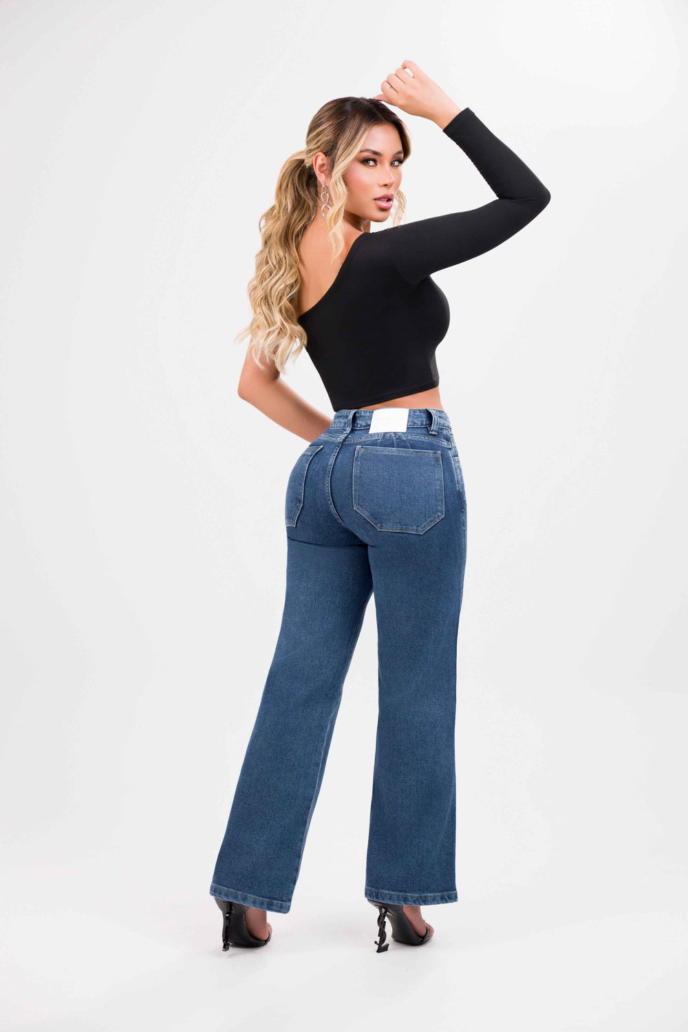 Jean palazzo strech mix cristales