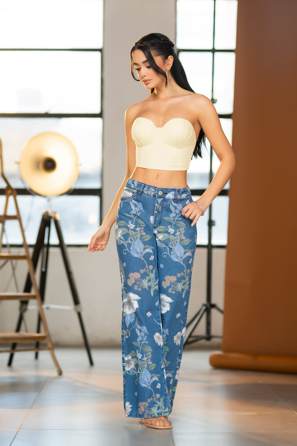 Jean palazzo Floral bloom Print