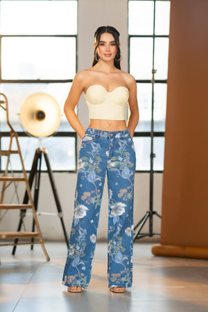 Jean palazzo Floral bloom Print