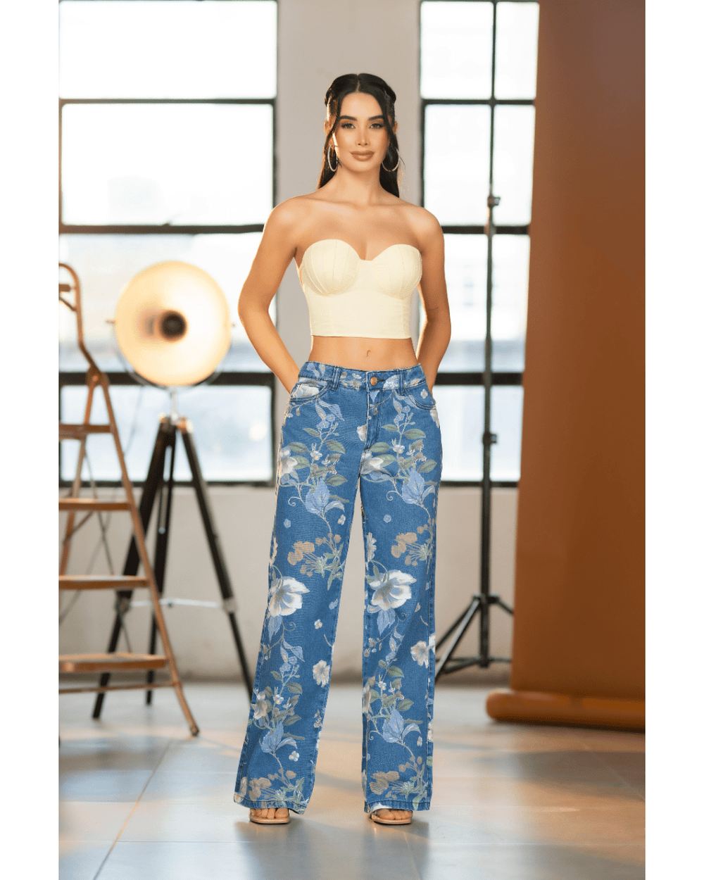 Jean palazzo Floral bloom Print