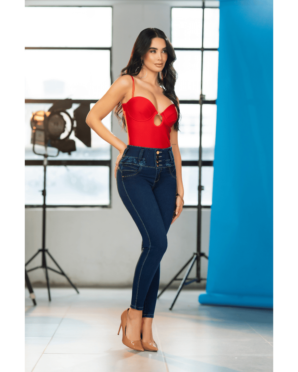 Jean skinny.  Láser . Pretina Alta