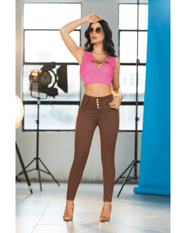Jean skinny.  Mocha . Pretina Alta