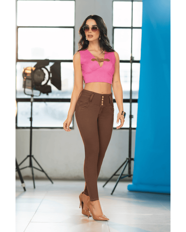 Jean skinny.  Mocha . Pretina Alta